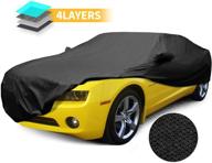 🚗 custom fit chevy camaro coupe car cover (2010-2014) - 4 layer waterproof design with mirror pockets in black logo