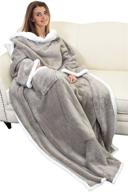 🪶 catalonia sherpa sleeved blanket for adults - super soft warm fleece plush tv throws with arms, cozy wrap robe for men and women logo