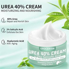 img 2 attached to 🌿 Urea Cream 40% with 2% Salicylic Acid – Callus Remover Foot Cream, Hand Cream for Dry Cracked Heels, Feet, Hands, Knees, Elbows | 5.29 oz Deep Moisturizing & Softening Callus Treatment