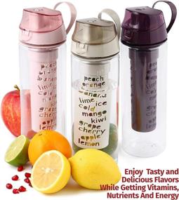 img 2 attached to 🍇 Fruit Infuser Water Bottle 3-pack 25 Oz - Fun and Healthy Motivational Infusion Rod - Reusable Infused Sports Bottle For Kids and Adults - Reduce Sugar Intake - Multi Soft Color Set - BPA Free By Herevin