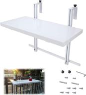 muzata balcony folding table set - outdoor lightweight aluminum, adjustable, hanging, ideal for bar 🪑 patio porch deck railing, garden baluster windows - white powder-coated finish, size 31.5’’×11.8’’, model dt01 wpa logo