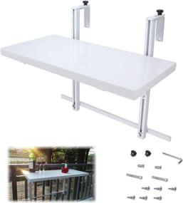 img 4 attached to Muzata Balcony Folding Table Set - Outdoor Lightweight Aluminum, Adjustable, Hanging, Ideal for Bar 🪑 Patio Porch Deck Railing, Garden Baluster Windows - White Powder-Coated Finish, Size 31.5’’×11.8’’, Model DT01 WPA