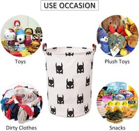 img 1 attached to 🦸 Superhero Themed Laundry Storage Basket for Bedroom, Bathroom, or Kids - White and Black Linen Cotton Material - 15.7"x19.7
