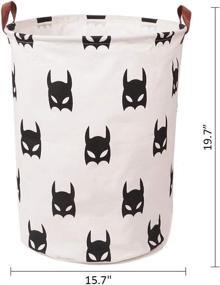 img 3 attached to 🦸 Superhero Themed Laundry Storage Basket for Bedroom, Bathroom, or Kids - White and Black Linen Cotton Material - 15.7"x19.7