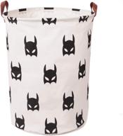 🦸 superhero themed laundry storage basket for bedroom, bathroom, or kids - white and black linen cotton material - 15.7"x19.7 logo