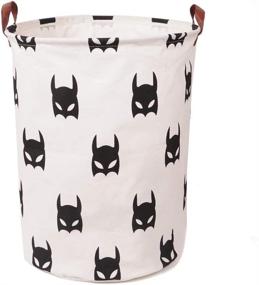 img 4 attached to 🦸 Superhero Themed Laundry Storage Basket for Bedroom, Bathroom, or Kids - White and Black Linen Cotton Material - 15.7"x19.7