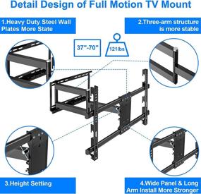img 1 attached to 📺 Chainstone Long Arm Corner TV Mount: Full Motion Bracket for 37-70 Inch TVs, Up to 121 lbs, VESA 600x400mm