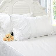 🛏️ softta solid white pillow covers with lace patchwork for king cal king size, ideal for wedding decorations logo