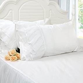 img 1 attached to 🛏️ Softta Solid White Pillow Covers with Lace Patchwork for King Cal King Size, Ideal for Wedding Decorations