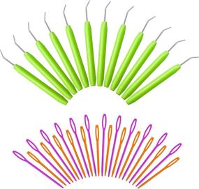 img 4 attached to Versatile Set of 12 Loom Knit Hook Crochet Knitting Loom Hooks with Plastic Needles - Ideal for Knifty Knitting Knitter Crafts and Large Eye Sewing