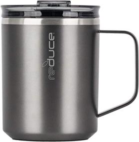 img 4 attached to ☕ Reusable 14 oz Hot1 Coffee Mug - Ideal for Tea, Coffee & Beverages – Lid & Handle Included – Single-Serve Friendly, Dishwasher Safe, BPA Free – Charcoal