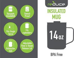 img 1 attached to ☕ Reusable 14 oz Hot1 Coffee Mug - Ideal for Tea, Coffee & Beverages – Lid & Handle Included – Single-Serve Friendly, Dishwasher Safe, BPA Free – Charcoal