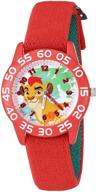 🦁 disney lion guard red watch for boys - durable quartz plastic and nylon timepiece (model: w002648) logo