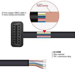 img 1 attached to 🔌 AusLand продлительный кабель OBD II Reader Partner - Черный кабель с плоской лентой для сканеров e-Link Bluetooth - длина 100 см