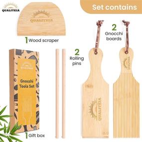 img 3 attached to 🎍 Authentic Bamboo Gnocchi Board Set: 2 Paddles, 2 Rollers, 1 Cutter - Perfect Pasta Shaper Tools, Butter Maker - Ideal Garganelli, Cavatelli, Tortellini, Cavarola Roller - Great Cutlery Gift