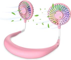 img 2 attached to Stay Cool Anywhere with a Portable Hands-Free Personal Neck Fan in Pink and White