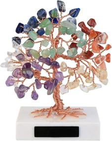 img 4 attached to 🌳 Top Plaza 7 Chakra Reiki Healing Crystals Copper Money Tree: Feng Shui Luck Figurine Art for Home Office Living Room