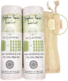 img 4 attached to 🎋 Bamboo Paper Towels - Eco Friendly, Machine Washable & Reusable Dual Pack from Grow Your Pantry - Includes TWO Cotton Storage Bags