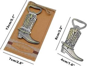 img 3 attached to Kinteshun Cowboy Boot Bottle Opener: Wedding Party Favors in Bronze Tone (Set of 12)