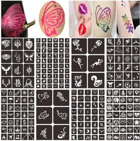 img 4 attached to 🌟 Kids Face Paint Stencils Kit, Henna Tattoo Stencils Set, Temporary Body Painting Stencils Sticker, Reusable Henna Stencils (8 Sheets with 218 Unique Designs)