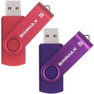 usb-флэш-накопители simmax 16 гб - 2 шт., с поворотным дизайном, usb 2.0, с zip-драйвом (красный и фиолетовый) логотип