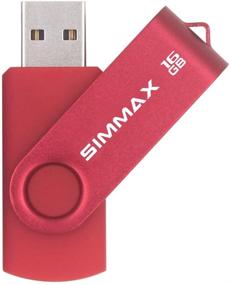 img 1 attached to USB-флэш-накопители SIMMAX 16 ГБ - 2 шт., с поворотным дизайном, USB 2.0, с ZIP-драйвом (красный и фиолетовый)