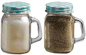 img 1 attached to Blue Mini Mason Jar Salt and 🍶 Pepper Shakers, 5 oz, Circleware Yorkshire Mug, 2-Piece Set