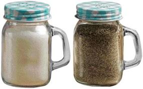 img 4 attached to Blue Mini Mason Jar Salt and 🍶 Pepper Shakers, 5 oz, Circleware Yorkshire Mug, 2-Piece Set