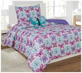 img 1 attached to 🦋 Mk Collection 6-Piece Twin Comforter Set with Furry Butterfly Pillow in Turquoise, Purple, Pink, White - Brand New