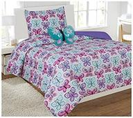 🦋 mk collection 6-piece twin comforter set with furry butterfly pillow in turquoise, purple, pink, white - brand new logo