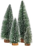 🎄 set of 4 mini christmas trees with wooden bases - small pine trees for xmas holiday party tabletop decor logo