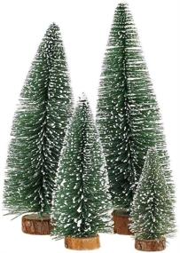 img 4 attached to 🎄 Set of 4 Mini Christmas Trees with Wooden Bases - Small Pine Trees for Xmas Holiday Party Tabletop Decor