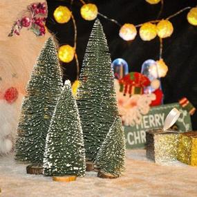 img 3 attached to 🎄 Набор из 4-х мини-елок с деревянными основаниями — маленькие сосны для новогоднего праздничного стола.