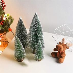 img 2 attached to 🎄 Набор из 4-х мини-елок с деревянными основаниями — маленькие сосны для новогоднего праздничного стола.
