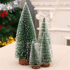 img 1 attached to 🎄 Set of 4 Mini Christmas Trees with Wooden Bases - Small Pine Trees for Xmas Holiday Party Tabletop Decor