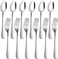 findtop stainless steel heavy-duty dinner forks and spoons set - pack of 12 (8 inch forks, 7 inch spoons) cutlery set logo