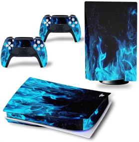 img 2 attached to Playstation PS5 CD Version Disk Edition Console and Controllers Blue Flame Skin Sticker Decal by SKINOWN