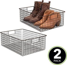 img 3 attached to mDesign Large Farmhouse Metal Wire Storage Baskets - 2 Pack, Bronze