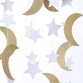 img 3 attached to 🌟 Premium Glitter Paper Garland Moon and Stars Ornaments - Ideal for Various Activities and Party Decor Supplies - 10ft (2pcs) - Gorgeous Gold/White Design