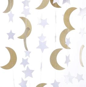 img 4 attached to 🌟 Premium Glitter Paper Garland Moon and Stars Ornaments - Ideal for Various Activities and Party Decor Supplies - 10ft (2pcs) - Gorgeous Gold/White Design