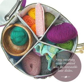 img 3 attached to 🧶 Stitch Happy XL Knitting Bag (Lilac) - Ultimate Storage Solution for Yarn and Crochet Supplies: 7 Pocket Yarn Bag, Crochet Storage, Perfect Yarn Organization