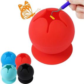 img 4 attached to 🔴 Suction Vinyl Weeding Scrap Collector - Silicone Suctioned Scrapbooking Tools for Crafts - Lightweight Waste Storage Box - Waste Storage Ball (Red)