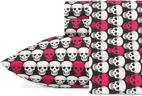 img 4 attached to 🛏️ Stay Comfortable in Style: Betsey Johnson Performance Collection Lightweight Bed Sheet Set - Breathable, Temperature Regulating Fabric. Super Soft for Easy Care in All Seasons, Queen Size with Skulls Design