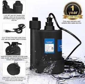 img 1 attached to Submersible Sump Pump - 1/4 HP, 1800 GPH Utility Pump, Black