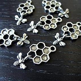 img 1 attached to Lot of 10 Bee Honey Metal Charms - Alloy Antique Silver Plated Animal Charms, 26mm x 13mm (NS629)