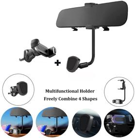 img 3 attached to MAOBLOG Magnetic Rearview Mirror Phone Mount: Universal Clip & Air Vent Holder for iPhone 12/11/X, Samsung Galaxy S10/S9/S8, and All Phones