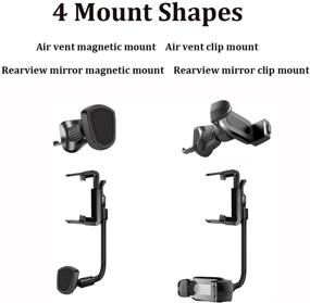 img 2 attached to MAOBLOG Magnetic Rearview Mirror Phone Mount: Universal Clip & Air Vent Holder for iPhone 12/11/X, Samsung Galaxy S10/S9/S8, and All Phones