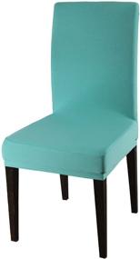 img 4 attached to WELMATCH Turquoise Stretch Dining Chair Cover in Spandex