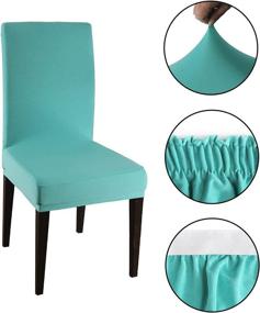 img 3 attached to WELMATCH Turquoise Stretch Dining Chair Cover in Spandex