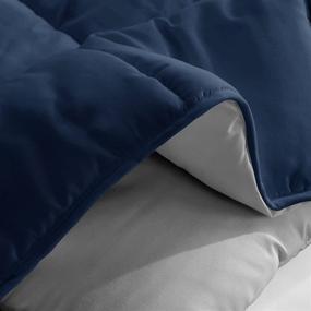 img 2 attached to 🛏️ Navy Grey HARBOREST Queen Size Comforter - All-Season Lightweight Duvet Insert with 8 Corner Tabs - Down Alternative Comforter Navy Duvet Insert